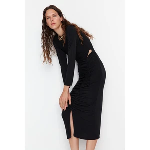 Trendyol Black Slit Cut Out Detailed Knitted Dress