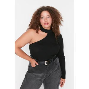 Trendyol Curve Plus Size Sweater - Black - Slim fit