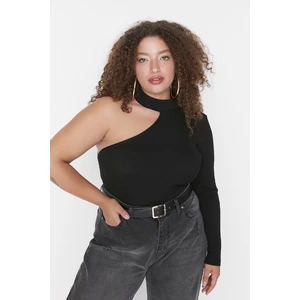 Trendyol Curve Plus Size Sweater - Black - Slim fit