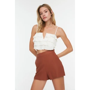 Trendyol Shorts - Brown - Normal Waist