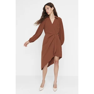 Trendyol Limited Edition Brown Double Breasted Collar Dress