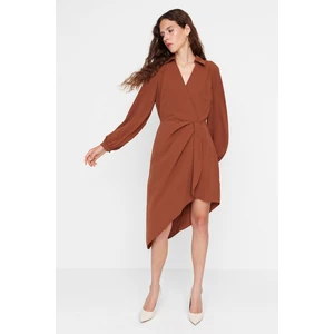 Trendyol Limited Edition Brown Double Breasted Collar Dress