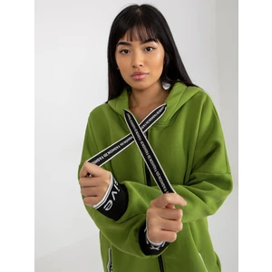 Light green long zippered sweatshirt made of Mayar cotton