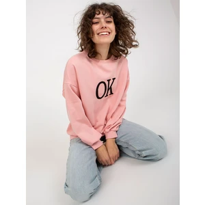 Light pink loose hoodie with inscription