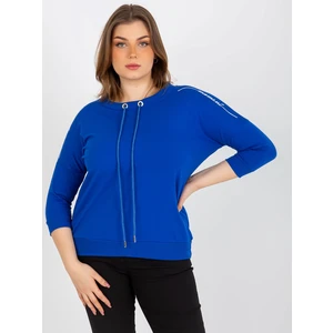 Women's blouse plus size with 3/4 sleeves - blue