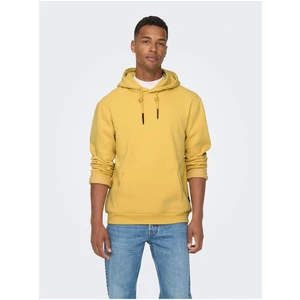 Yellow Mens Basic Hoodie ONLY & SONS Ceres - Men