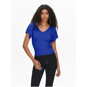 Dark blue women's ribbed T-shirt ONLY Leelo - Women