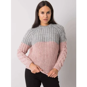 Gray and pink women's knitted sweater Bergerac RUE PARIS