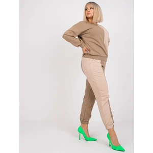 Plus size beige tracksuit set with Amishi pants