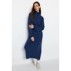 Trendyol Indigo Midi Knitwear Soft Textured Dress