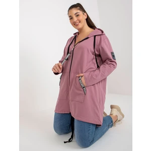 Powder pink long extra large zippered cotton sweatshirt