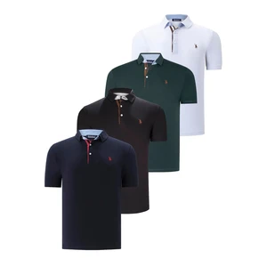 QUAD SET T8582 DEWBERRY MENS T-SHIRT-BLACK-WHITE-NAVY BLUE-GREEN