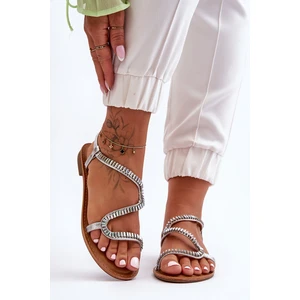 Women's lace-up sandals with Hayen silver decoration