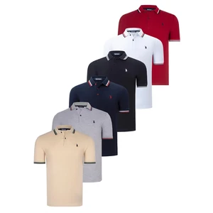 SIX SET T8594 DEWBERRY MENS T-SHIRT-BLACK-WHITE-NAVY BLUE-GREY-BEIGE-BURGUNDY