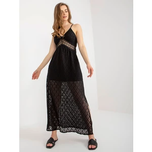 Black openwork dress with slit OCH BELLA