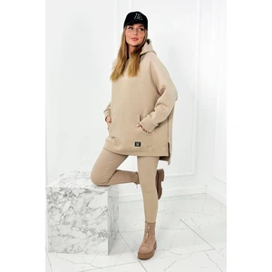 Cotton set insulated sweatshirt + leggings light beige