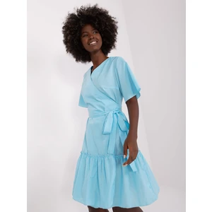 Light blue cotton dress with frill