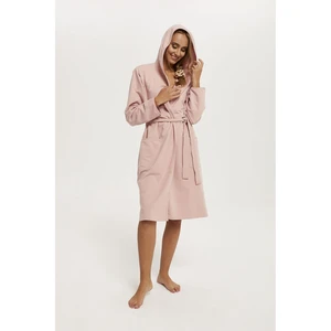 Women's dressing gown Karina with long sleeves - powder pink