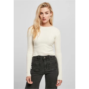 Women's sweater with short rib knit - white