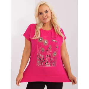 Fuchsia women's blouse plus size with application