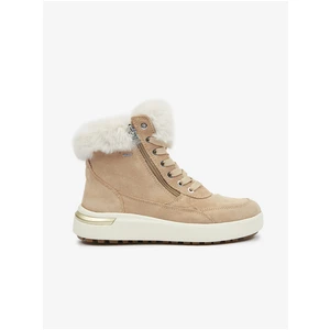 Beige Women's Suede Ankle Winter Boots Geox D Dalyla - Women