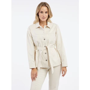 Orsay Beige Women's Patterned Denim Jacket - Women's