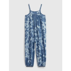 Modrý holčičí dětský overal tie-dye denim jumpsuit with Washwell