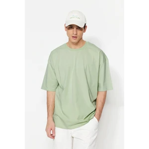 Trendyol Mint Oversize/Wide Cut Basic tričko ze 100% bavlny