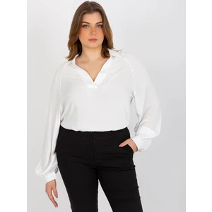 Ecru Plus Size Shirt Blouse With Collar