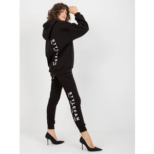 Black women's tracksuit with inscriptions and zippers