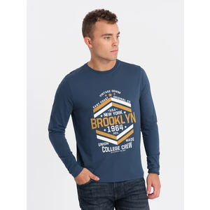 Ombre Men's collegiate style printed longsleeve - blue