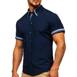 Tmavě modrá pánská košile s krátkým rukávem Bolf 2911
