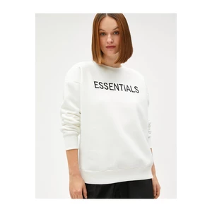 Koton Embroidered Text Sweatshirt Thick Cotton