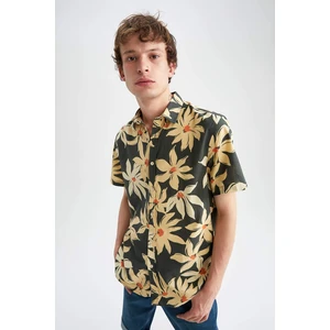 DEFACTO Regular Fit Poplin Printed Short Sleeve Shirt