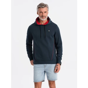 Ombre Men's hoodie with zippered pocket - navy blue