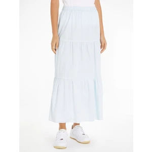 Light blue Ladies Skirt Tommy Jeans Popin Tiered Mi - Ladies