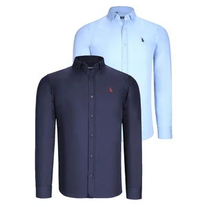 DUAL SET G725 DEWBERRY MENS SHIRT-NAVY BLUE-BLUE