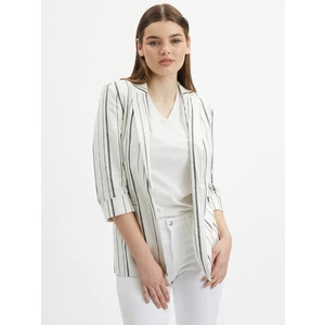 Orsay White Ladies Striped Linen Jacket - Women