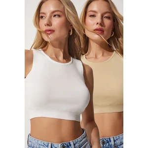 Happiness İstanbul Crew Neck Summer Crop Sweater 2-Pack Set