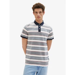 White and Grey Men's Striped Polo T-Shirt Tom Tailor - Men