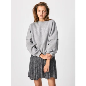 Light Grey Women's Sweatshirt with Decorative Details Pepe Jeans Debbie - Women