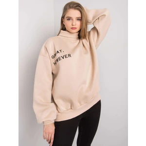 Beige insulated turtleneck sweatshirt