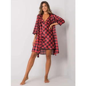 Black and red women's night set with a check pattern