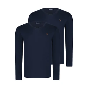 DUAL SET T8587 DEWBERRY V COLLAR MEN'S SWEATSHIRT-LACİVERT-LACİVERT