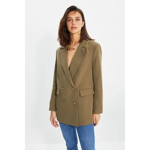 Trendyol Open Khaki Buttoned Oversize Blazer Jacket