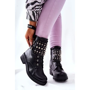 Boots On the zip With Studs Black Laurena