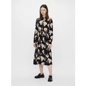 Black Floral Shirt Midish Pieces - Women