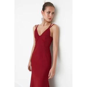 Trendyol Claret Red Collar Detailed Evening Dress & Graduation Dress