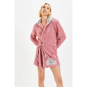 Trendyol Powder Hooded Plush Dressing Gown