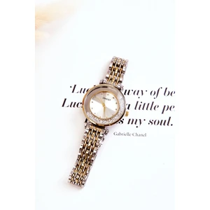 Women's Watch On Bracelet With Cubic Zirconia ERNEST Silver and Gold